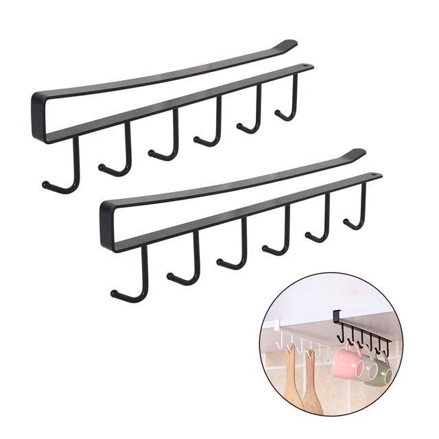 Willstar 2 Uds Metal 6 Ganchos Estante Organizador Armario Cocina Café Té Portavasos Debajo Del Estante Gabinete Colgante Soporte de Almacenamiento