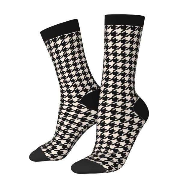 Balery Black and white houndstooth Calcetas Largas con Estampado para Hombre y Mujer – Suaves y Transpirables, Talla Única (US 5-11)