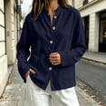 thumbnail image 3 of LUVDA Women's Corduroy Button Cardigan Fall Winter Band Collar Patch Pocket Shacket, 3 of 6