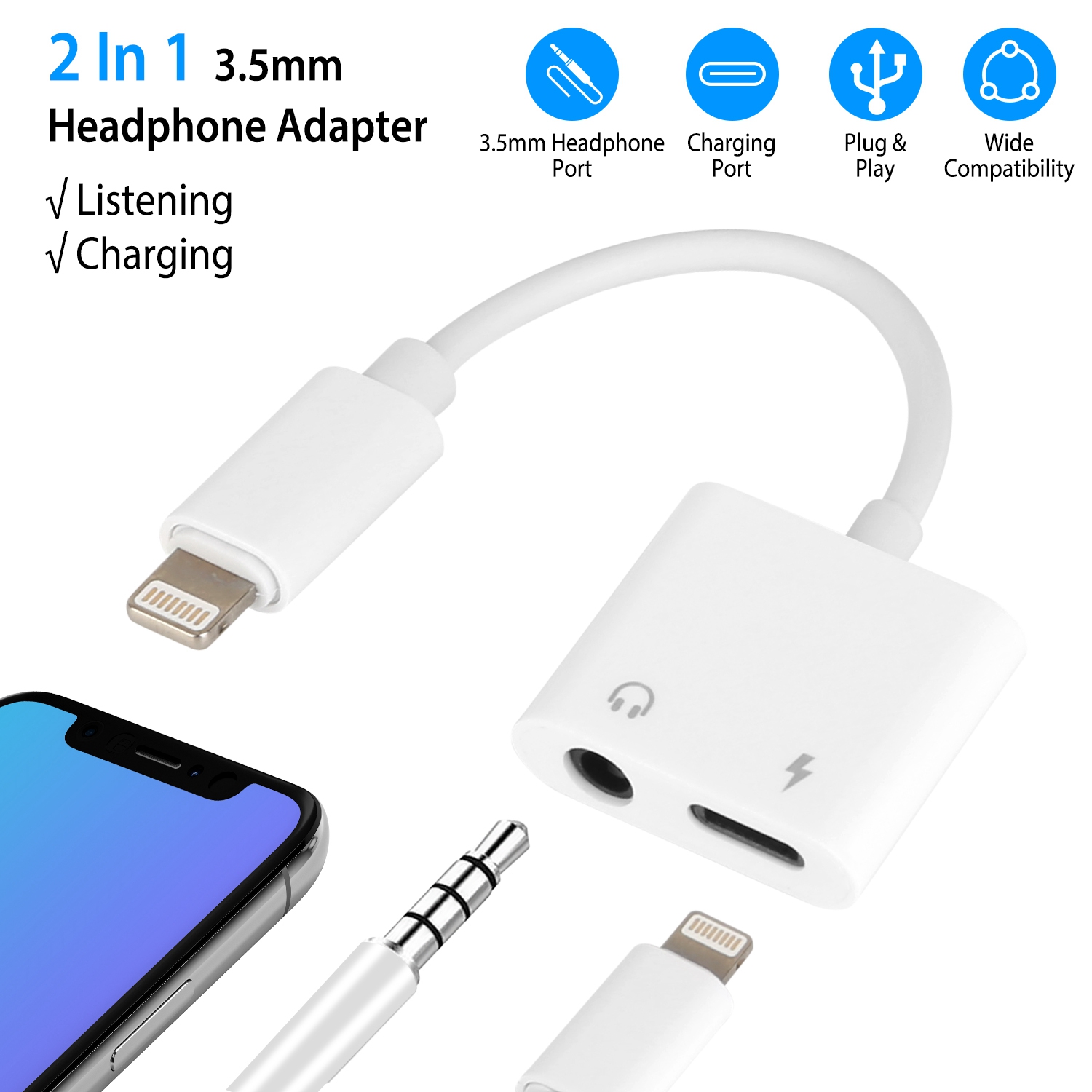 iMounTEK Lightning to 3.5 mm Headphone Jack Adapter, iPhone Headphones