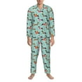 thumbnail image 3 of Picia Christmas Dachshund Pattern Men’s Long-Sleeve Sleepwear Set - Soft 2-Piece Loungewear with Pockets, Comfy PJs for Relaxing Nights-Large, 3 of 7
