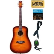 Angle View: Oscar Schmidt OG1FYS 3/4 Size Dreadnought Acoustic Guitar Bundle, OG1FYS PACK