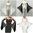 thumbnail image 2 of Elegant Long Bells Arm Sleeves Arm Coverage Gloves with Lace Flower Design For Bridal Outfit And Formal Event Dressingup, 2 of 10