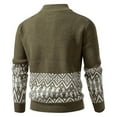 thumbnail image 3 of Men's Full Zip Cardigan Snowflakes Pattern Sweater Long Sleeve Stand Collar Knitted Cardigans for Casual Christmas (3XL, Army Green), 3 of 5