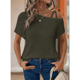thumbnail image 3 of Camiseta Informal de Verano para Mujer, de Corta, con Hombros Descubiertos y Tejido Gofre, Color Verde Talla M, 3 of 6