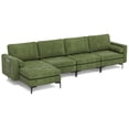 thumbnail image 6 of Demi Bonn L-Shaped Sectional Sofa Couch, Sofa Bed, Modular L-shaped 4-Seat Sectional Sofa with Reversible Chaise and 2 USB Ports, for Living Room, Army Green, 6 of 8