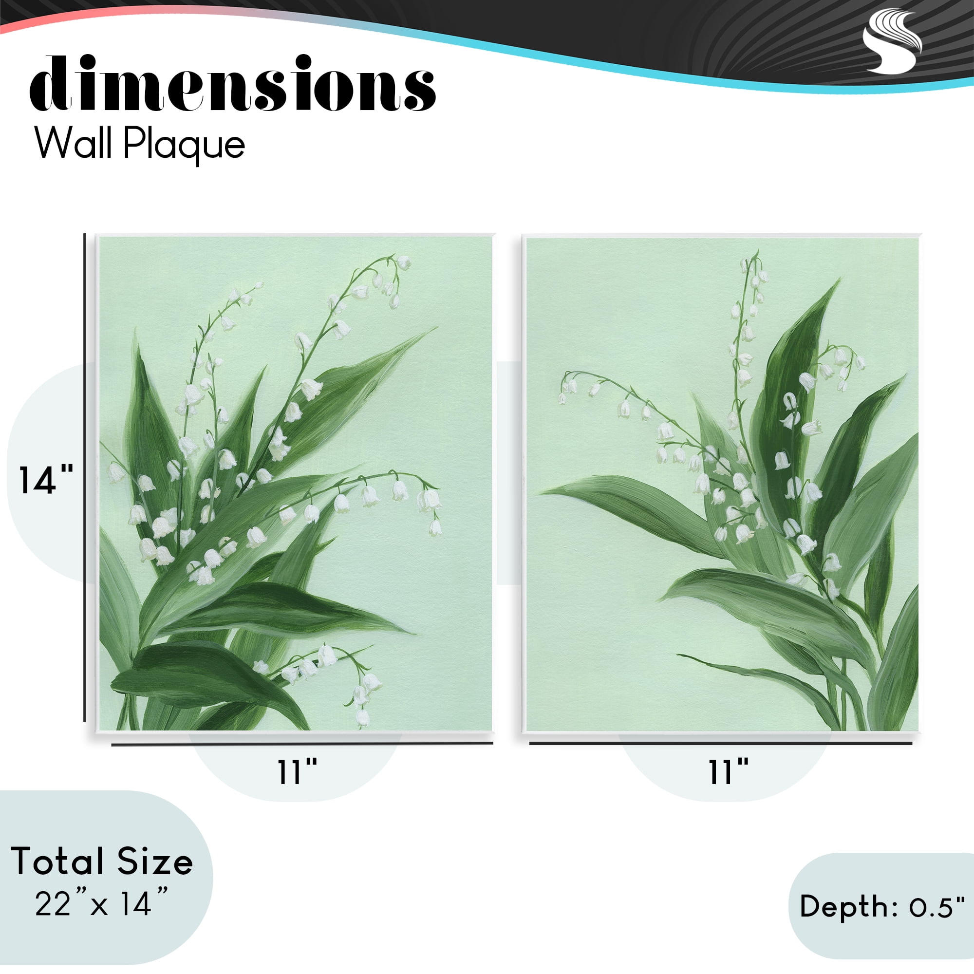 Stupell Industries Blooming Lily of Valley 2 Piece Wall Plaque Art Set, design by Grace Popp