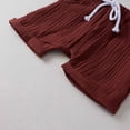 thumbnail image 5 of Elainilye Fashion Toddler Outfits Summer Crepe Gauze T-shirt Short Sleeve Shorts with Pocket Two Piece Set Sizes 0-4Y,Brown, 5 of 9