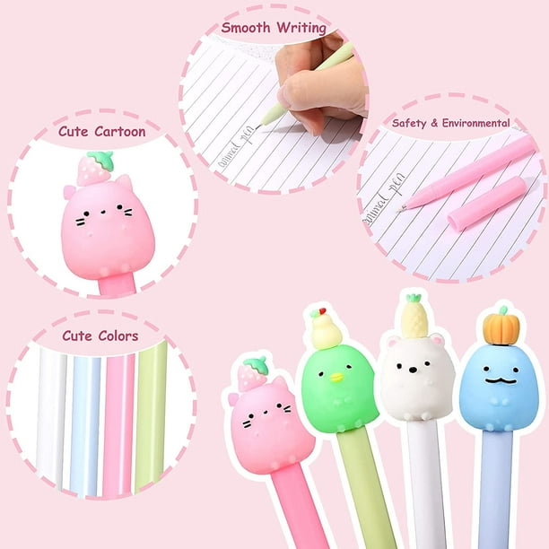 24 Pieces Cartoon Animal Pen Cute Fruit Ink Pen Cute Kawaii Pen