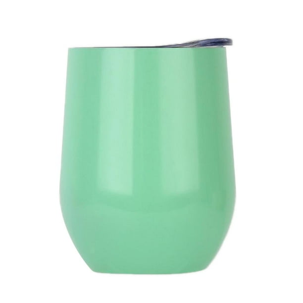 Vasos de Cerveza Agua Café Té 12 Oz Vasos Bebida Helada Copa Vino Aislada Resistente para al Aire Libre Camping Verde claro Macarena Vaso de vino de acero inoxidable
