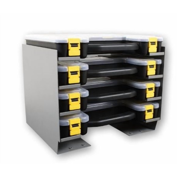 Holman Van Storage System Cabinet 40380 Shelf Mount; With 4 40350 Parts Organizer Cases; Steel; For Holman Shelving Units