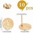 thumbnail image 2 of 10 piezas de aretes redondos planos texturizados chapados en oro de 18 quilates, accesorios de acero inoxidable para aretes, postes y cierres., 2 of 8