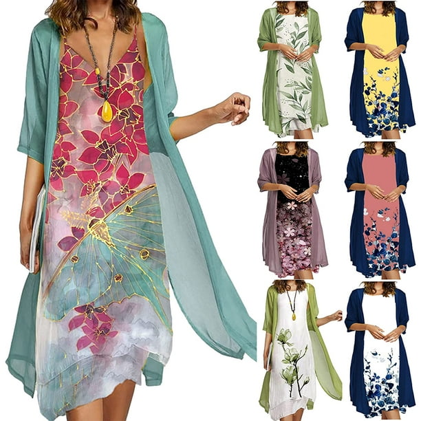 Summer Dresses Women Chiffon Floral Prints