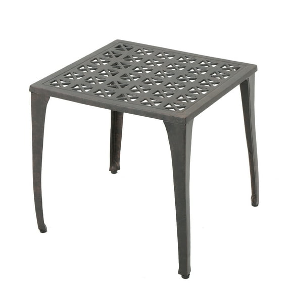 Kata Outdoor Square Cast Aluminum Side Table, Bronze