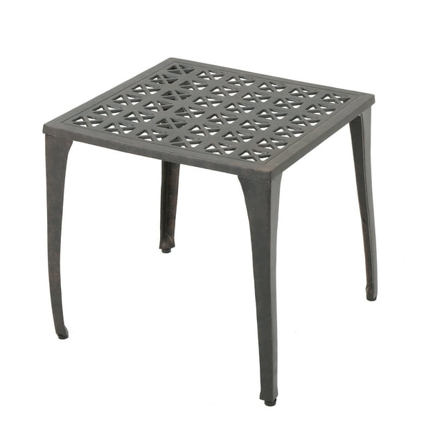 Kata Outdoor Square Cast Aluminum Side, Black Aluminum Patio End Table