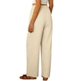thumbnail image 6 of Resicozy Linen Pants Women Summer Lounge Beach Vacation Palazzo Trousers Travel Pant Comfy Plus Size Clothes with Pockets Beige XL, 6 of 6