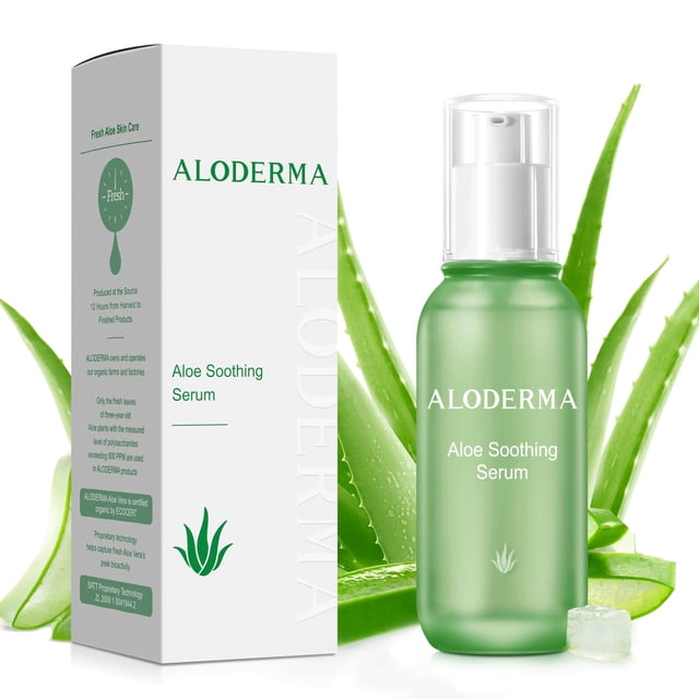 Sérum facial Aloderma Calmante con 65% de aloe vera orgánico, 50 ml