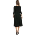 thumbnail image 4 of AURA Plus Size Women's 3/4 Sleeve A-line and Flare Midi Long Dress, 4 of 6