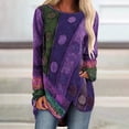 thumbnail image 2 of Pntutb Womens Casual Retro Print O Neck Long Sleeve T Shirt Tops, 2 of 5
