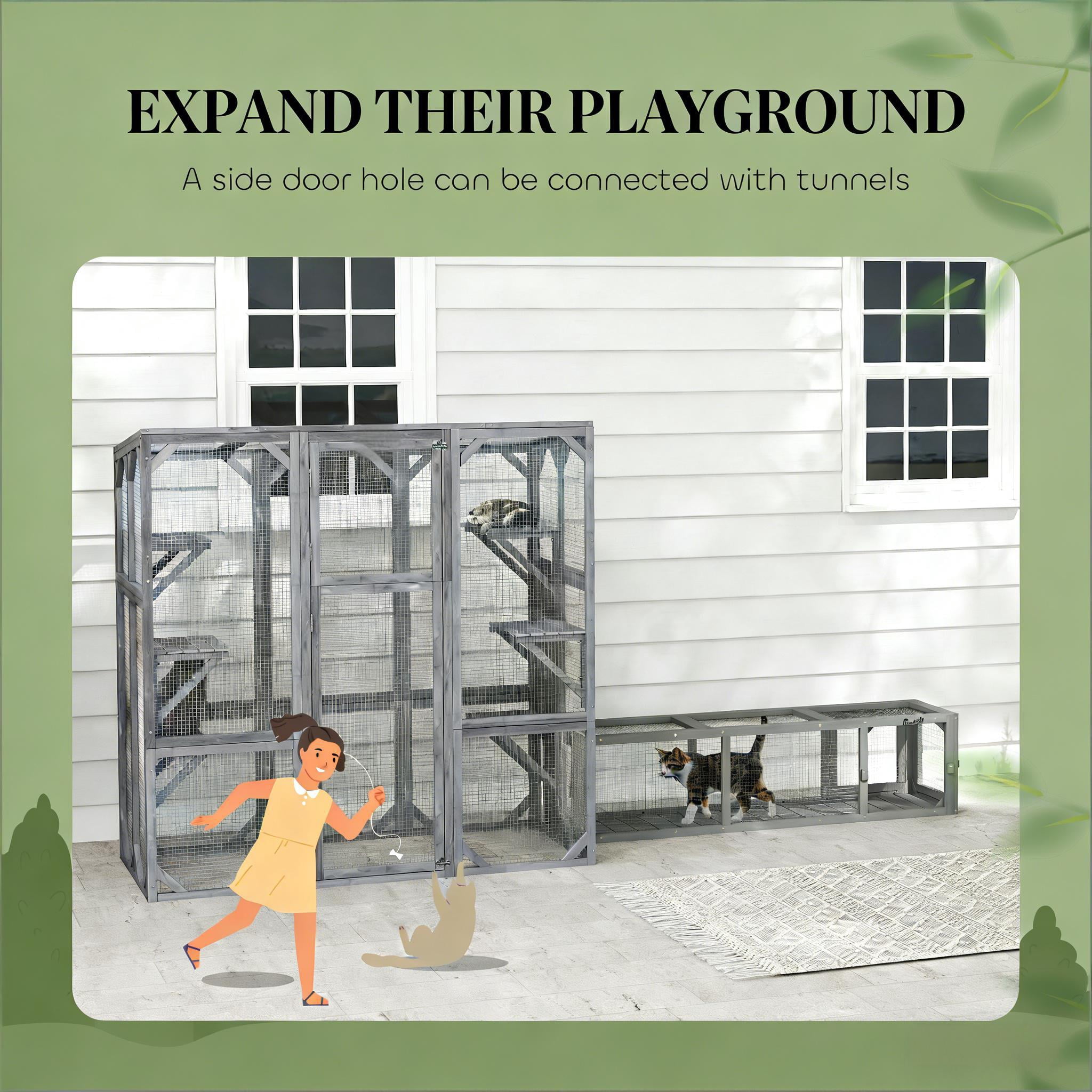 Pet Enclosure, Large Wooden Catio