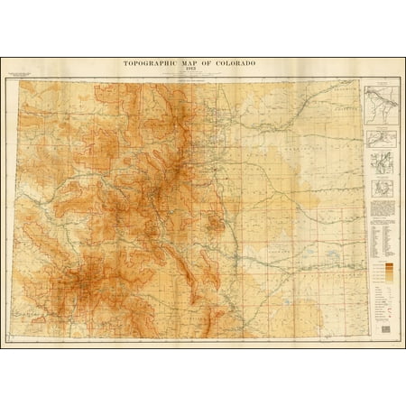 LAMINATED POSTER Topographic Map of Colorado 1913 POSTER PRINT 24 x (Best Topographic Map App)
