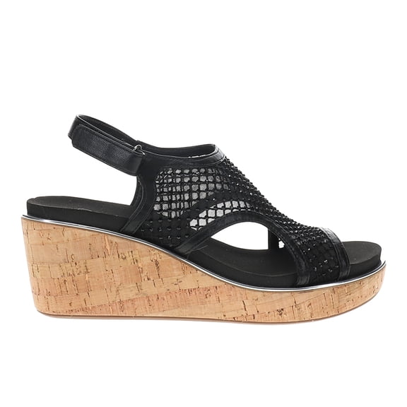 Corkys Womens Carley Mesh Rhinestone Slingback Wedge Casual Shoes