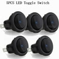 thumbnail image 1 of 5PCS 12V ON/OFF Round Rocker Dot Blue LED Light Toggle Switch Car Van Boat Dash, 1 of 9