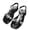 Black, variant on Women's Elegant Butterfly Decor Transparent Elastic Strap Summer Flat Sandals