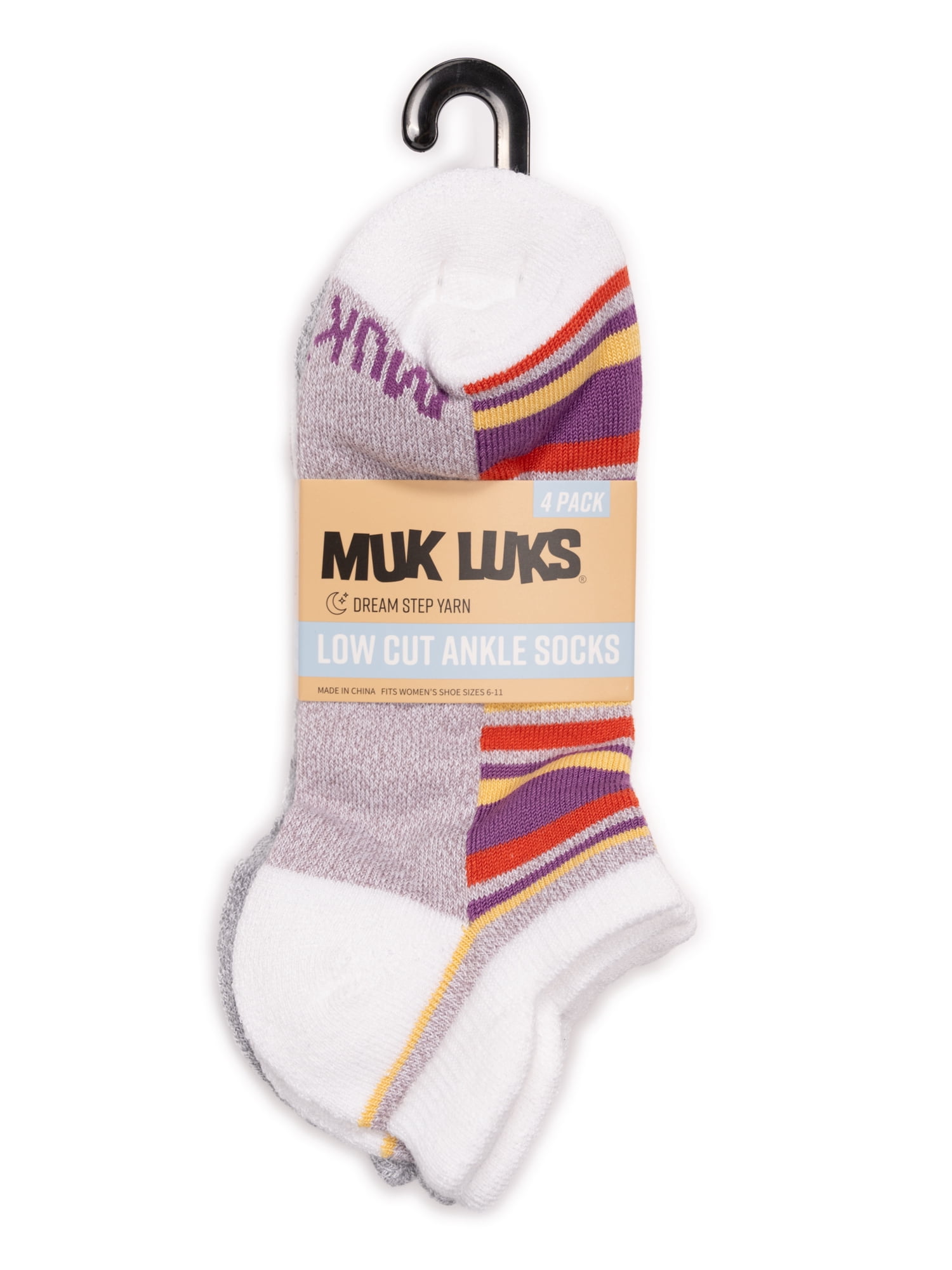 MUK LUKS Women's Dream Step Low-Cut Ankle Socks, 4-Pack, OSFM