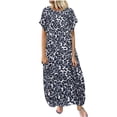 thumbnail image 2 of LOVZFMLL Robe Décontractée Mode Femme Imprimé Léopard Manches Courtes Col Rond Ample Gris 2TG, 2 of 5