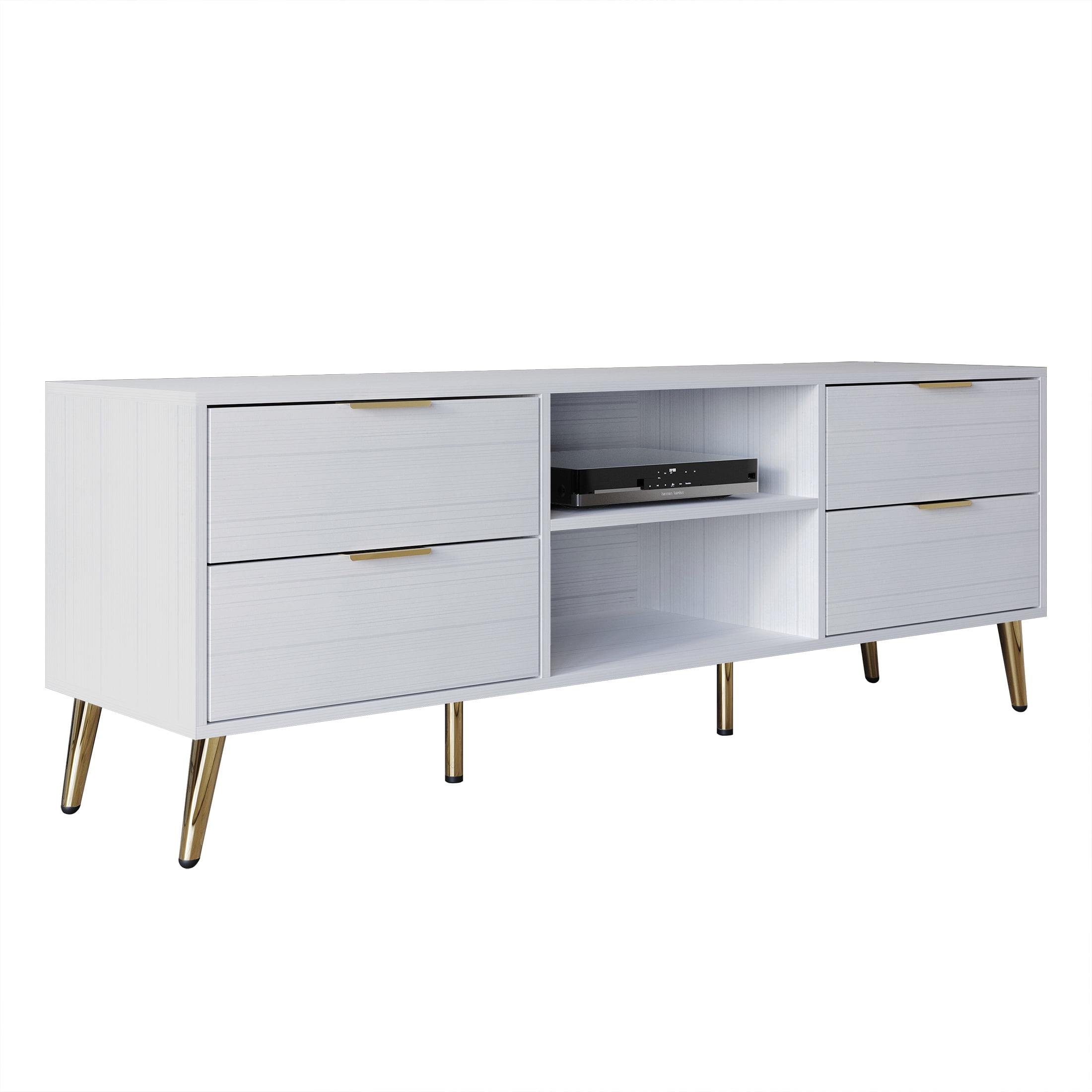 Castle Place Contemporary TV Stand Console for TVs up to 70" , White