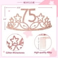 thumbnail image 3 of 75th Birthday Gifts for Women, 75th Birthday Tiara and Sash Pink, Happy 75th Birthday Party Supplies, 75 Black Glitter Satin Sash and Crystal Tiara Crown, 75th Birthday Party for Decorations, 3 of 8