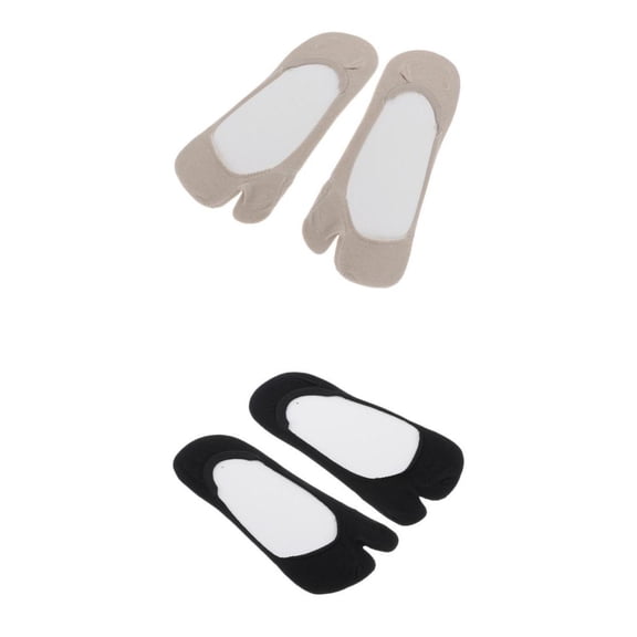 Wxqbjtam 2 Pairs Women's Thin Cotton Tabi Split Toe Socks Two Toe Flat No Show Socks