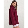thumbnail image 6 of Osfvolr Womens Jacket Oversized Zip Up High Collar Long Sleeves Fuzzy Casual Winter Fall Coats with Pockets Wine Red M, 6 of 8