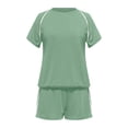 thumbnail image 4 of BOOMNY Womens 2 Peice Workout Shorts Sets Solid Short Sleeve Tops Shorts Outfits for Women Summer Casual Matching Sets, 4 of 5