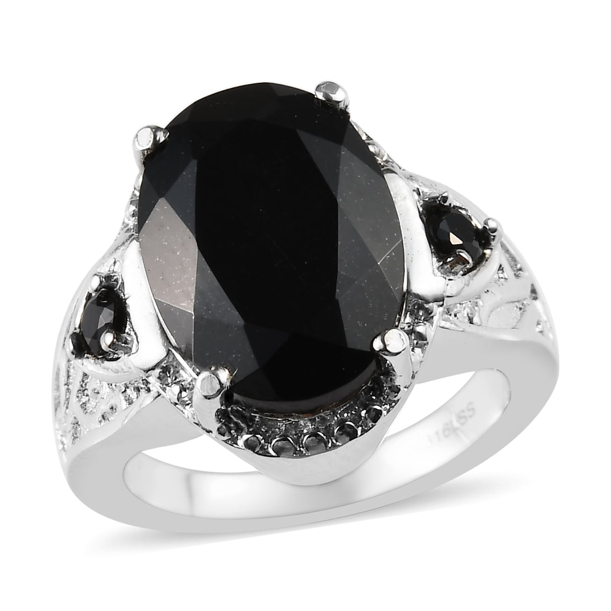 Black Spinel Gemstone 925 Sterling Silver Women Dome Cluster Ring 