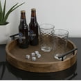thumbnail image 5 of Kate and Laurel Lipton Modern Round Wood Tray, 15.5" Diameter, Rustic Brown with Black Handles, Decorative Accent Tray for Storage and Display, 5 of 5