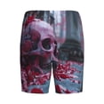 thumbnail image 7 of Daiia Gothic Red Skull Cemetery Mens Woven Stretch Pajama Short,Short Pajama Pants-XX-Large, 7 of 7
