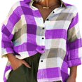 thumbnail image 4 of Women‘s Plus Size Button Down Plaid Tops Casual Loose Long Sleeve Shirts Blouses, 4 of 6