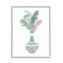 Stupell Industries Botanical Ornate Pattern Vase Graphic Art White Framed Art Print Wall Art, Design by Ziwei Li