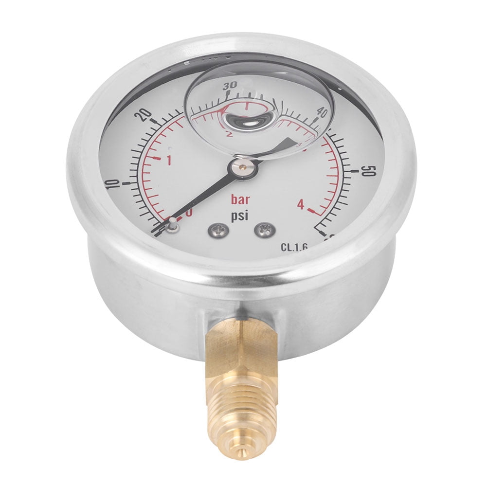 1/4BSP Y60 Oil Filled Transparent Dial Cover TS-PGG604-4bar Professional Radial Pressure Gauge with Range 0-4bar,0-60psi for Metallurgy for Petroleum 
