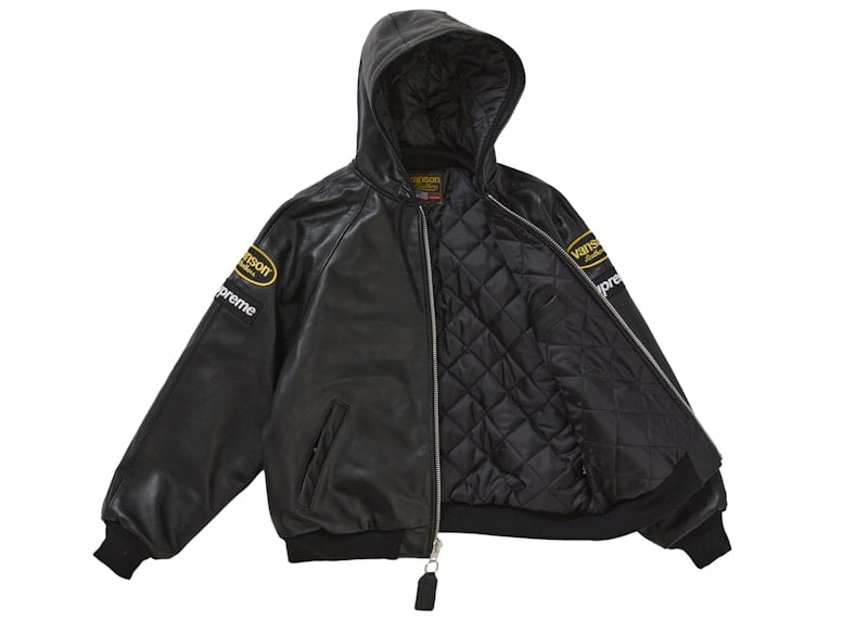 Supreme Men's Vanson Leathers Hooded Work Jacket Black, from
