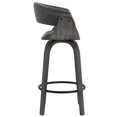 thumbnail image 2 of Mid-Century Velvet & Bentwood 26'' Counter Stool in Grey, 2 of 7