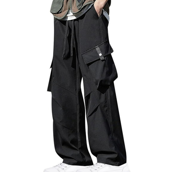 Cavosen Baggy Cargo Pants Man Low waist Trousers Solid Regular Elastic Waist Bottoms Straight Leg Casual Clothes