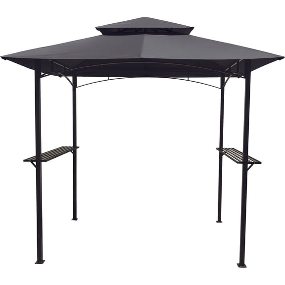 Backyard Expressions Grilling Gazebo 8'x 5' w/ LED Lights - Black and Gray