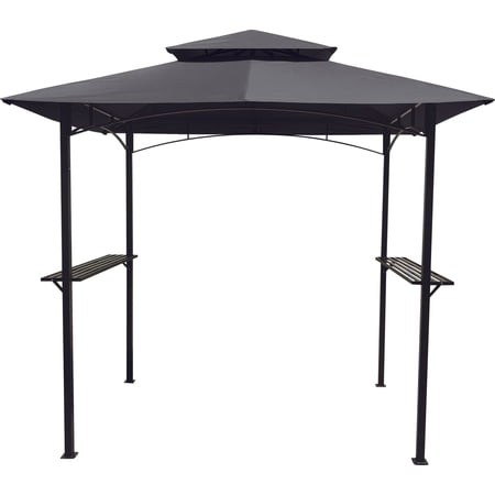 Backyard Expressions Grilling Gazebo 8 x 5  w/ LED Lights - Black and Gray