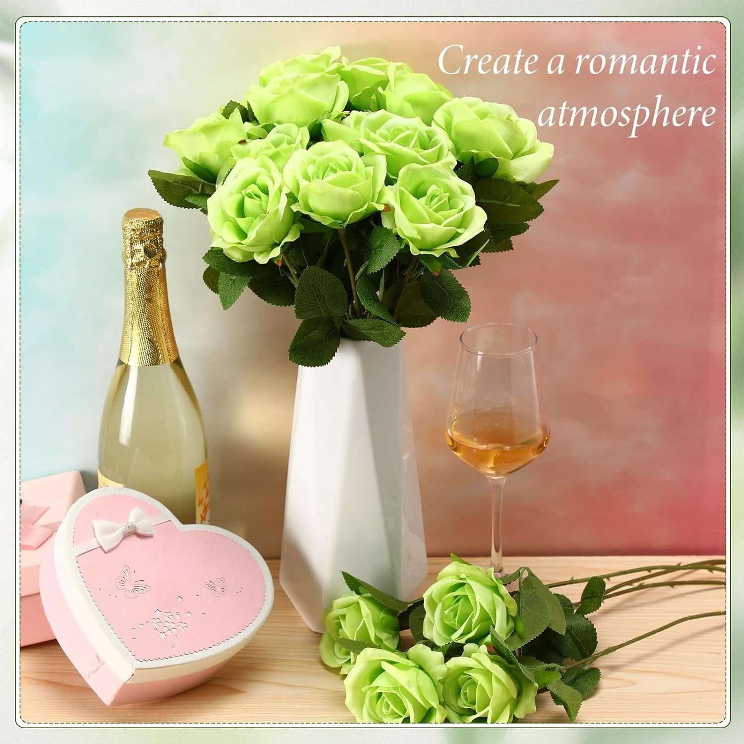20 Pcs Rose Artificial Flowers with Long Stem Realistic Silk Roses Bulk Real Touch Plastic Bouquet of Roses for Home Bridal Wedding Party Table Centerpieces Decorations (Black)