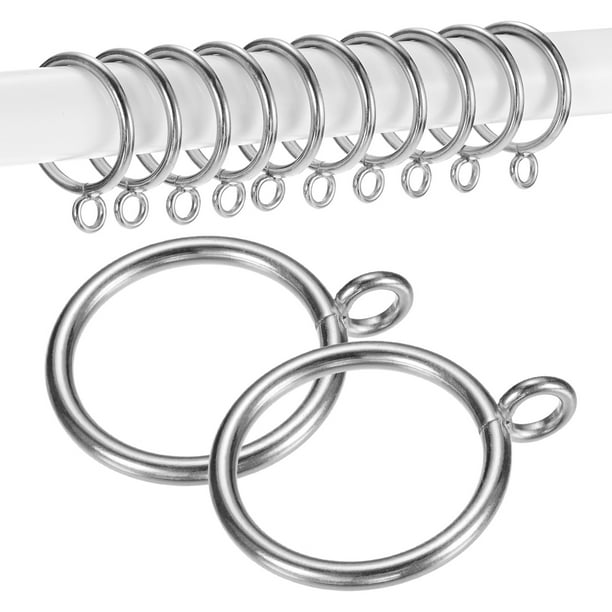 Uxcell 20-Pack Anillo de Cortina con Ojal 1.25 Pulgadas ID Se Ajusta a Barra de Cortina de Hasta 1 Pulgada Anillos de Drapeado Metálicos Plateados
