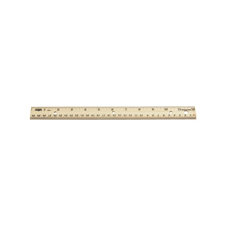 School Smart Double Beveled Edge Wood Ruler - Inch and Metric with (3) Hole Punched for Binder, 12 in L