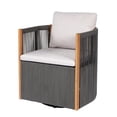 thumbnail image 3 of Christopher Knight Home 7-Piece Outdoor Wood Dining Set, Table and Gray Swivel Rope Chairs with Cushions, 3 of 16